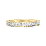 IGI Certified 1/4 Cttw Diamond 10K Yellow Gold Prong Set Beaded Milgrain Band Style Ring (J-K Color, I2-I3 Clarity)