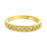 IGI Certified 1/2 Cttw Diamond 10K Yellow Gold Prong Set Beaded Milgrain Band Style Ring (J-K Color, I2-I3 Clarity)