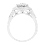 .925 Sterling Silver 1 cttw Round and Baguette-Cut Diamond Cocktail Square Ring (H-I Color, I1-I2 Clarity)