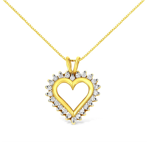 10KT Yellow Gold 1/2 cttw Diamond Open Heart Pendant (J-K, SI2-I1)