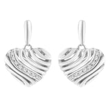 Sterling Silver Heart Diamond Accent Puff Earrings (I-J, I1-I2)