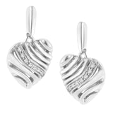 Sterling Silver Heart Diamond Accent Puff Earrings (I-J, I1-I2)