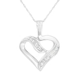 14KT White Gold 1/4 cttw Diamond Heart Pendant Necklace (K-L, I1-I2)