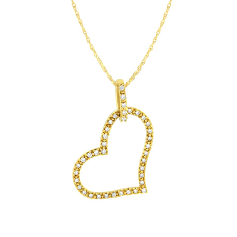 10K Yellow Gold 1/4 cttw Prong Set Round-Cut Diamond Open Heart 18