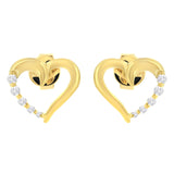 14KT Yellow Gold 1/8 cttw Diamond Journey Heart Earrings (K-L, I1-I2)