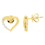 14KT Yellow Gold 1/8 cttw Diamond Journey Heart Earrings (K-L, I1-I2)