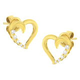 14KT Yellow Gold 1/8 cttw Diamond Journey Heart Earrings (K-L, I1-I2)