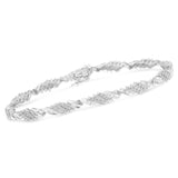 .925 Sterling Silver 1-1/2 Cttw Round and Baguette Cut Diamond Wave Link Bracelet (I-J Color, I2-I3 Clarity) - 7"