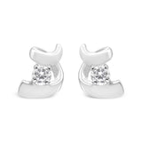 10K Gold 1/10 Cttw Round Brilliant-Cut Diamond Espira Swirls Solitaire Push Back Stud Earrings (I-J Color, I1-I2 Clarity)