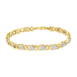 10K Yellow Gold over .925 Sterling Silver 1.0 Cttw Diamond Cluster X Link Tennis Link Bracelet (H-I Color, I3 Clarity) - 7"