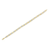 10K Yellow Gold over .925 Sterling Silver 1.0 Cttw Diamond Cluster X Link Tennis Link Bracelet (H-I Color, I3 Clarity) - 7"