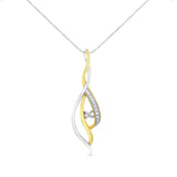 10K Yellow and White Gold Round Cut Diamond Accent Cascade 18" Pendant Necklace (J-K Color, I2-I3 Clarity)