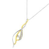 10K Yellow and White Gold Round Cut Diamond Accent Cascade 18" Pendant Necklace (J-K Color, I2-I3 Clarity)