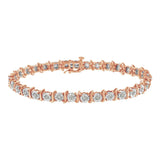 .925 Sterling Silver 1.0 Cttw Diamond S-Curve Link Miracle-Set Tennis Bracelet (I-J Color, I3 Clarity)