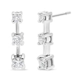 .925 Sterling Silver 2.0 Cttw Prong Set Treated Black Oval Diamond Stud Earring (Black Color, I2-I3 Clarity)