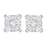 .925 Sterling Silver 1 1/10 cttw Lab Grown Diamond Composite Cluster Earring (F-G Color, VS2-SI1 Clarity)