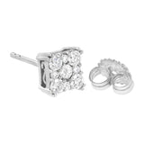 .925 Sterling Silver 1 1/10 cttw Lab Grown Diamond Composite Cluster Earring (F-G Color, VS2-SI1 Clarity)