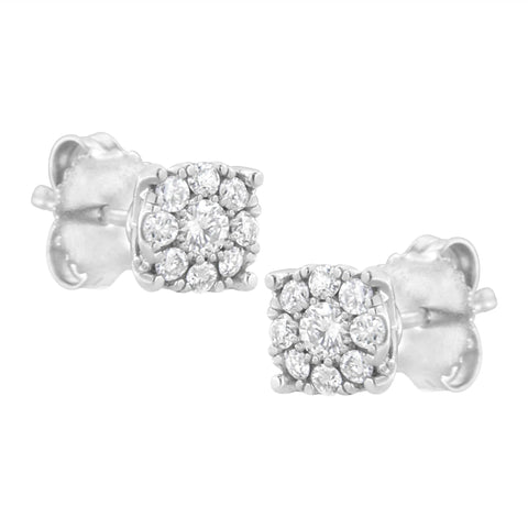 .925 Sterling Silver 1/2 cttw Lab Grown Diamond Floral Cluster Stud Earring (F-G Color, VS2-SI1 Clarity)