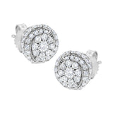 Sterling Silver 1 cttw Lab Grown Diamond Cluster Stud Earring (F-G Color, VS2-SI1 Clarity)