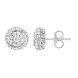 Sterling Silver 1 cttw Lab Grown Diamond Cluster Stud Earring (F-G Color, VS2-SI1 Clarity)