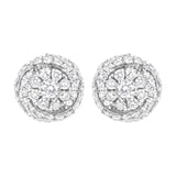 Sterling Silver 1 cttw Lab Grown Diamond Cluster Stud Earring (F-G Color, VS2-SI1 Clarity)