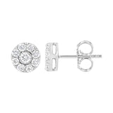 .925 Sterling Silver 5/8 cttw Lab Grown Diamond Flower Earring (F-G Color, VS2-SI1 Clarity)