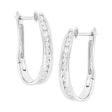 10k White Gold Plated Sterling Silver 1/2 cttw Lab Grown Diamond Hoop Earring (F-G Color, VS2-SI1 Clarity)