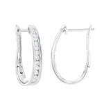 10k White Gold Plated Sterling Silver 1/2 cttw Lab Grown Diamond Hoop Earring (F-G Color, VS2-SI1 Clarity)