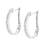 10k White Gold Plated Sterling Silver 1/2 cttw Lab Grown Diamond Hoop Earring (F-G Color, VS2-SI1 Clarity)