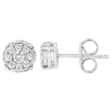 Sterling Silver 1/3 cttw Lab Grown Diamond Cluster Earring (F-G Color, VS2-SI1 Clarity)