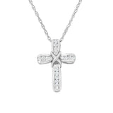 .925 Sterling Silver 1/4 cttw Lab Grown Diamond Cross Pendant Necklace (F-G Color, VS2-SI1 Clarity)