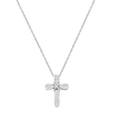 .925 Sterling Silver 1/4 cttw Lab Grown Diamond Cross Pendant Necklace (F-G Color, VS2-SI1 Clarity)