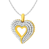 10K Yellow and White Gold Plated Sterling Silver 1 cttw Lab Grown Diamond Heart Pendant Necklace (F-G Color, VS2-SI1 Clarity)