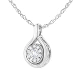 .925 Sterling Silver 1/4 cttw Lab Grown Diamond Drop Pendant Necklace (F-G Color, VS2-SI1 Clarity)