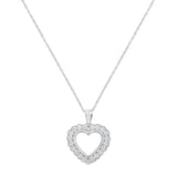 .925 Sterling SIlver 1 cttw Lab Grown Diamond Heart Pendant Necklace (F-G Color, VS2-SI1 Clarity)