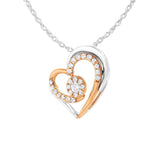 10k Rose and White Gold Plated Sterling Silver 3/8 cttw Lab Grown Diamond Heart Pendant Necklace (F-G Color, VS2-SI1 Clarity)