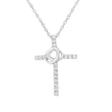 .925 Sterling Silver 1/4 cttw Lab Grown Diamond Cross Pendant Necklace (F-G Color, VS2-SI1 Clarity)