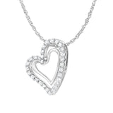 .925 Sterling Silver 1/2 cttw Lab Grown Diamond Double Heart Pendant Necklace (F-G Color, VS2-SI1 Clarity)