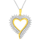 10k Yellow Gold Plated Sterling Silver 2 1/5 cttw Lab Grown Diamond Heart Pendant Necklace (F-G Color, VS2-SI1 Clarity)