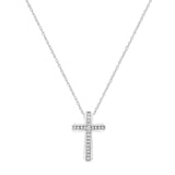 .925 Sterling Silver 1/4 cttw Lab Grown Diamond Cross Pendant Necklace (F-G Color, VS2-SI1 Clarity)