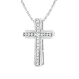 .925 Sterling Silver 1/4 cttw Lab Grown Diamond Cross Pendant Necklace (F-G Color, VS2-SI1 Clarity)