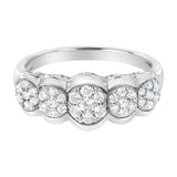 .925 Sterling Silver 1/2 cttw Lab Grown Diamond 5 Flower Ring (F-G Color, VS2-SI1 Clarity)