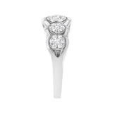 .925 Sterling Silver 1/2 cttw Lab Grown Diamond 5 Flower Ring (F-G Color, VS2-SI1 Clarity)