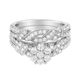 .925 Sterling Silver 1 cttw Lab Grown Diamond Engagement Ring and Band Set (F-G Color, VS2-SI1 Clarity)