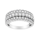 .925 Sterling Silver 1 3/8 cttw Lab Grown Diamond Anniversary Band Ring (F-G Color,VS2-SI1 Clarity)