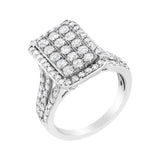 .925 Sterling Silver 1 9/10 cttw Lab Grown Diamond Cluster Ring (F-G Color, VS2-SI1 Clarity)