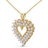 14K Yellow Gold Plated .925 Sterling Silver 4.0 Cttw Diamond Two Row Open Heart 18" Pendant Necklace (K-L Color, I1-I2 Clarity)