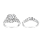 .925 Sterling Silver 1 3/8 cttw Lab Grown Diamond Engagement Ring and Band Set (F-G Color, VS2-SI1 Clarity)