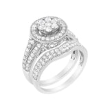 .925 Sterling Silver 1 3/8 cttw Lab Grown Diamond Engagement Ring and Band Set (F-G Color, VS2-SI1 Clarity)