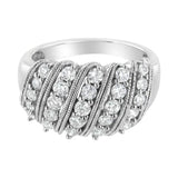 .925 Sterling Silver 1 cttw Lab Grown Diamond Cluster Band Ring (F-G Color, VS2-SI1 Clarity)